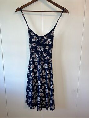 Navy Floral Spaghetti-Strap Sundress